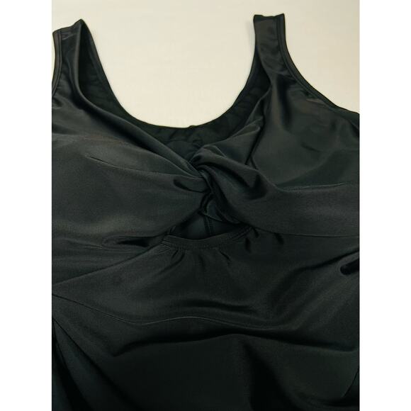 KONA SOL 24W plus black solid  twist front one piece swim swimsuit NWT B155 - Picture 6 of 7